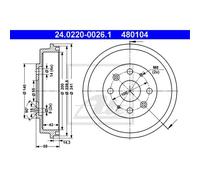 Ate Tambor De Freno Trasero Ø100Mm Para Mazda 323 F Vi Bj Ba