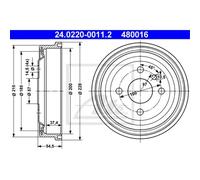 ATE Tambor de Freno Trasero Ø100mm para Opel Kadett E Caravan 35_ 36_ 45_ 46_