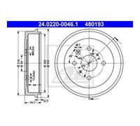 ATE Tambor de Freno Trasero Ø100mm para Toyota Aygo Caja _ B1 _ B4 _ Peugeot 108