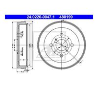 ATE Tambor De Freno Trasero Ø100mm Para Toyota Yaris _P1_