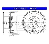 ATE Tambor de Freno Trasero Ø98mm para Alfa Romeo 145 930 146 930_ Fiat Tipo 160