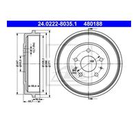 ATE Tambores De Freno Traseros Ø108mm Para Ford Focus II DA_ HCP DP
