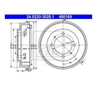 Tambor de freno 24.0220-3028.1 ATE para MITSUBISHI CARISMA CARISMA Sedán