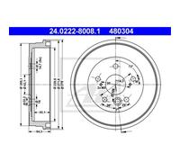 ATE Tambores De Freno Traseros Ø114.3mm Para Toyota RAV 4 II CLA2_ XA2_ ZCA2_