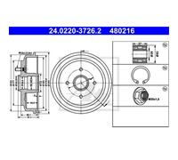ATE Tambores Trasero Ø108mm Con Cojinete Rueda Sin Anillo Sensor ABS para Mazda