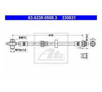 ATE Tubo Flexible de Frenos Línea de Freno Delantera para Audi A2 83.6238-0508.3