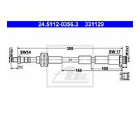 ATE Tubo Flexible de Frenos Línea de Freno Delantera para Fiat 500C Panda Van
