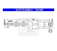 ATE Tubo Flexible de Frenos Línea Delantera para BMW Serie 1er 3er Touring