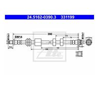 ATE Tubo Flexible de Frenos Línea Delantera para Ford Galaxy S Mondeo IV Turnier