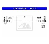 ATE Tubo Flexible de Frenos Línea Delantera para Mercedes-Benz Heckflosse