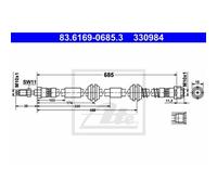 ATE Tubo Flexible de Frenos Línea Delantera para VW Touareg 83.6169-0685.3