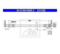 ATE Tubo Flexible de Frenos Trasero para Ford Mondeo III Familiar 24.5148-0280.3