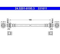 ATE Tubo Flexible de Frenos Tubería Apto para Opel Karl C16 Suzuki Swift V Az