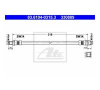 ATE Tubo Flexible de Frenos Tubería Trasero para BMW 5er Touring 83.6104-0315.3