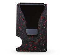 AtEaze Cartera minimalista | Cartera delgada con clip para dinero | Tarjetero de aluminio, Carbon Red, 86x54mm, Minimalista