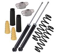 ATEC GERMANY 2x Amortiguador de gas a presión montante trasero bitubo incl. cojinete del montante y guardapolvos + muelle de suspensión trasero, compatible con VW TOURAN (1T1, 1T2), TOURAN (1T3)