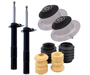 ATEC GERMANY 2x Amortiguador de gas a presión puntal delantero bitubo in ojinete del puntal y juego de protección contra el polvo, compatible con BMW Serie 5 (E39), 5 Touring (E39)