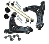 ATEC Germany 2x Brazo de control del eje delantero inferior izquierda y derecha con buje y rótula, 2x barra de acoplamiento delantero,1x Kit de reparación del cojinete estabilizador interior completo