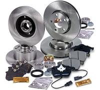 ATEC GERMANY Juego de frenos incl. discos de freno delanteros Ø 288 mm ventilados + traseros Ø 245 mm llenos con Juego de cojinetes de rueda + pastillas de freno Compatible con AUDI A4 B5 (8D2, 8D5)