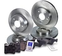 ATEC GERMANY Juego de frenos incl. discos de freno delanteros Ø 288 mm ventilados + traseros Ø 278 mm macizos + pastillas de freno Compatible con MERCEDES Clase C, Clase E, SLK