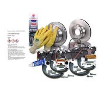 ATEC GERMANY Juego de frenos incl. discos de freno delanteros Ø 330 mm ventilados + traseros Ø 210 mm ventilados + pastillas de freno + zapatas de freno Compatible con AUDI Q7 (4LB), VW TOUAREG