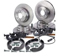 ATEC GERMANY Juego de frenos incl. discos de freno delanteros Ø 332 mm ventilados + traseros Ø 324 mm macizos + pastillas de freno + zapatas de freno Compatible con BMW X5 (E53)