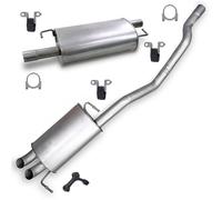 ATEC Germany Juego de silenciador de escape 1x Silenciador central, 1x Silenciador trasero, 4x parachoques, 2x abrazadera Ø 65 mm compatible con VW MULTIVAN T5, TRANSPORTER T5