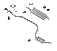 ATEC Germany Juego de silenciador de escape 1x Silenciador central, 1x Silenciador trasero, 5x parachoques, incl. accesorios compatible con FORD FIESTA Mk4 (JA_, JB_), MAZDA 121 III (JASM, JBSM)