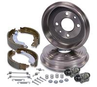 ATEC Germany Kit de freno eje trasero incl. 2x tambor de freno 4x zapatas de freno con kit de montaje 2x cilindro de freno de rueda Compatible con FIAT 500 (312_) (312_), PANDA (169_), FORD KA (RU8)