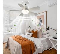ATEEZ 50CM Blanco Lámpara De Techo Con Mando A Distancia Luz LED Regulable Ventiladores Silencioso 4 Velocidades Temporizador Para Dormitorio Habitación Infantil Restaurante