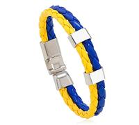 ATEIELLI Pulsera Azul Amarillo Colores Bandera Ucrania Unisex Pulseras PU Cuero jwb340, 22 cm, Poliuretano