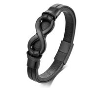 ATEIELLI Pulsera Infinito para hombre, de piel y acero inoxidable, diseño elegante, cierre magnético, 21 cm, JWB360, 21cm, Cuero, No es una piedra preciosa