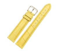 Ateldooly Correa de cuero de repuesto 12mm 14mm 16mm 18mm 20mm 22mm Correas de reloj de grano de cocodrilo, Amarillo, 16mm