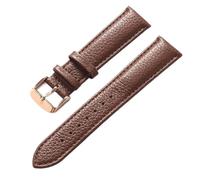 Ateldooly Correa de piel de vaca de grano Litchi de 13-22mm, accesorios de correa de reloj de cuero suave para hombres y mujeres, Rosa marrón oscuro, 15mm