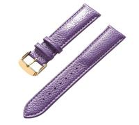 Ateldooly Correa de piel de vaca de grano Litchi de 13-22mm, accesorios de correa de reloj de cuero suave para hombres y mujeres, violeta dorado, 20mm