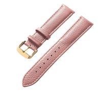Ateldooly Correa de piel de vaca de grano Litchi de 13-22mm, accesorios de correa de reloj de cuero suave para hombres y mujeres, Raíz de loto dorada, 21mm