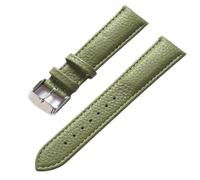 Ateldooly Correa de piel de vaca de grano Litchi de 13-22mm, accesorios de correa de reloj de cuero suave para hombres y mujeres, Verde oliva, 19mm