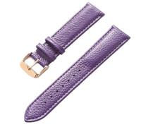 Ateldooly Correa de piel de vaca de grano Litchi de 13-22mm, accesorios de correa de reloj de cuero suave para hombres y mujeres, rosa violeta, 18mm
