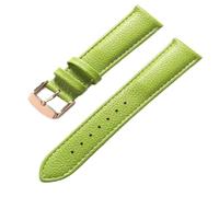 Ateldooly Correa de piel de vaca de grano Litchi de 13-22mm, accesorios de correa de reloj de cuero suave para hombres y mujeres, rosa verde manzana, 15mm