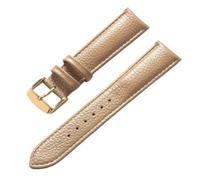 Ateldooly Correa de piel de vaca de grano Litchi de 13-22mm, accesorios de correa de reloj de cuero suave para hombres y mujeres, beige dorado, 13mm