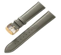 Ateldooly Correa de piel de vaca de grano Litchi de 13-22mm, accesorios de correa de reloj de cuero suave para hombres y mujeres, Elefante Gris Oro, 15mm