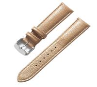 Ateldooly Correa de piel de vaca de grano Litchi de 13-22mm, accesorios de correa de reloj de cuero suave para hombres y mujeres, Beige, 13mm