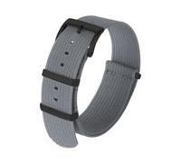 Ateldooly Correa de reloj Correa de reloj acanalada de nailon de 18mm 20mm 22mm para correa de tela militar, A-gris Negro, 18mm