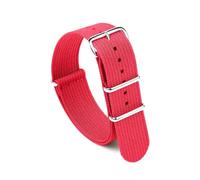 Ateldooly Correa de reloj Correa de reloj acanalada de nailon de 18mm 20mm 22mm para correa de tela militar, B-rojo Plata, 18mm