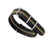 Ateldooly Correa de reloj Correa de reloj acanalada de nailon de 18mm 20mm 22mm para correa de tela militar, B-negro Oro Plata, 22mm