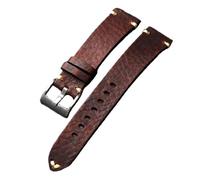 Ateldooly Correa de reloj de cuero marrón viejo negro 18/20/22mm pulsera de cuero de vaca vintage suave para hombres, Granate, 20mm