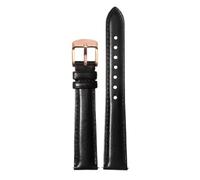 Ateldooly Correa de reloj de cuero para mujer, correa de reloj de liberación rápida, pulsera de 12mm, 14mm, 15mm, 16mm y 18mm, Negro Oro Rosa, 14mm