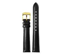 Ateldooly Correa de reloj de cuero para mujer, correa de reloj de liberación rápida, pulsera de 12mm, 14mm, 15mm, 16mm y 18mm, Negro Dorado, 15mm