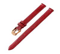 Ateldooly Correa de reloj de cuero suave para mujer, correa de repuesto de 8mm, 10mm, 12mm, 14mm y 16mm, Rosa roja, 16mm