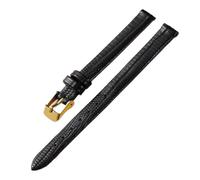 Ateldooly Correa de reloj de cuero suave para mujer, correa de repuesto de 8mm, 10mm, 12mm, 14mm y 16mm, Oro negro, 14mm